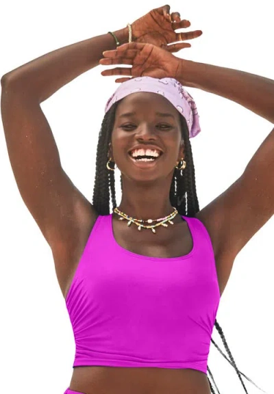 Swimsuits For All Cropped Racerback Tankini Top In Purple