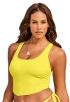 Swimsuits For All Cropped Racerback Tankini Top In Yellow