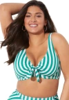 Swimsuits For All Cup Sized Tie Front Underwire Bikini Top In Green