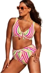 Swimsuits For All Cup Sized Tie Front Underwire Bikini Top In Multi