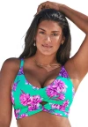Swimsuits For All Cut Out Longline Bikini Top In Green