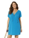 Swimsuits For All Esme Lace Up Cover Up Dress In Blue