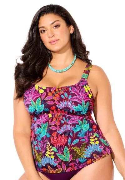Swimsuits For All Flared Tankini Top In Multi