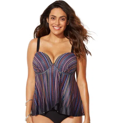 Swimsuits For All Flyaway Underwire Tankini Top In Multi