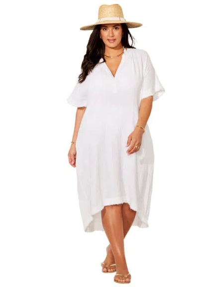 Swimsuits For All Gauze High-low Sun Dress Cover Up In White