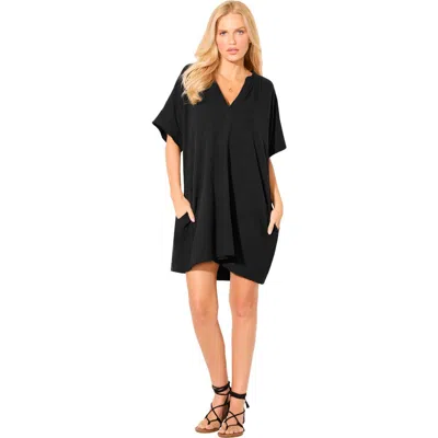 Swimsuits For All Gauze V-neck Cover Up In Black