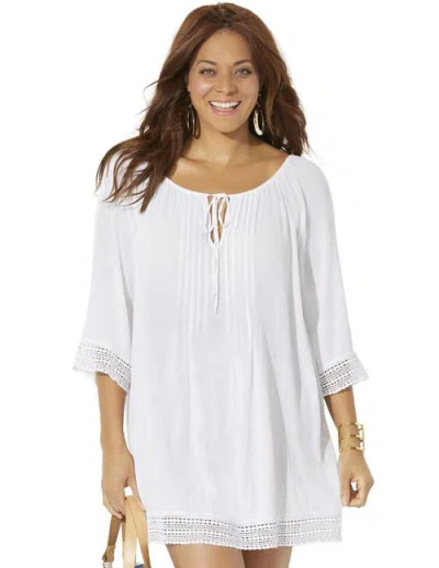 Swimsuits For All Giana Crochet Cover Up Tunic In White