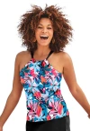 Swimsuits For All High Neck Tankini Top In Multi