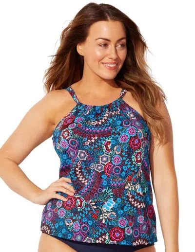 Swimsuits For All High Neck Tankini Top In Multi