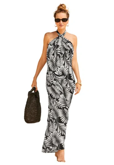 Swimsuits For All High Neck Twist Halter Cover Up Maxi Dress In Black