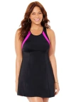Swimsuits For All High Neck Two Piece Racerback Swimdress In Black
