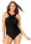 Swimsuits For All High Neck Wrap One Piece Swimsuit In Black