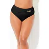Swimsuits For All High Waist Chain Accent Swim Brief In Black