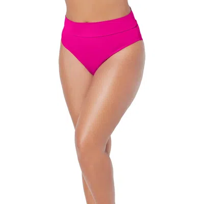 Swimsuits For All High Waist Cheeky Shirred Brief In Pink