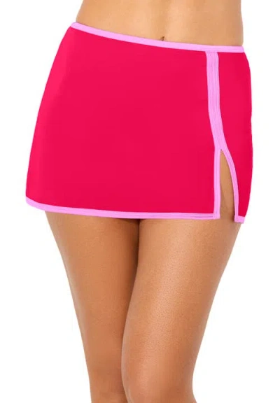 Swimsuits For All High-waist Peekaboo Shimmer Swim Skirt In Pink