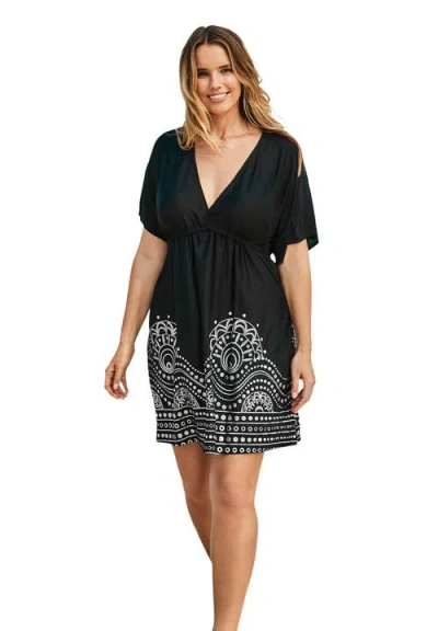 Swimsuits For All Kate V-neck Cover Up Dress In Black