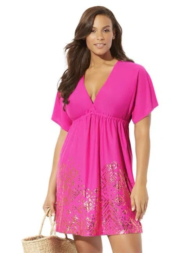 Swimsuits For All Kate V-neck Cover Up Dress In Pink