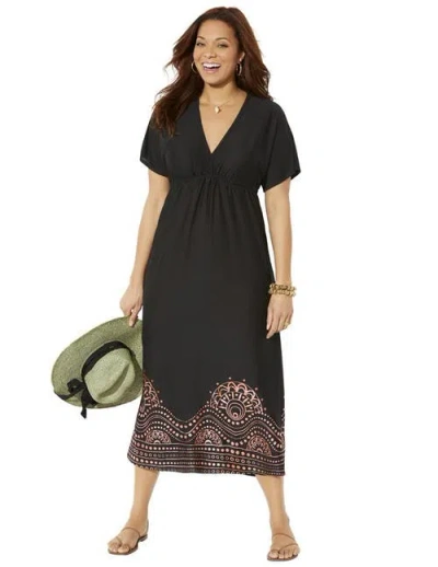 Swimsuits For All Kate V-neck Cover Up Maxi Dress In Black