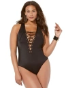 Swimsuits For All Lace Up One Piece Swimsuit In Brown