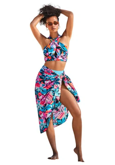 Swimsuits For All Lightweight Adjustable Sarong Wrap Skirt Cover Up In Multi