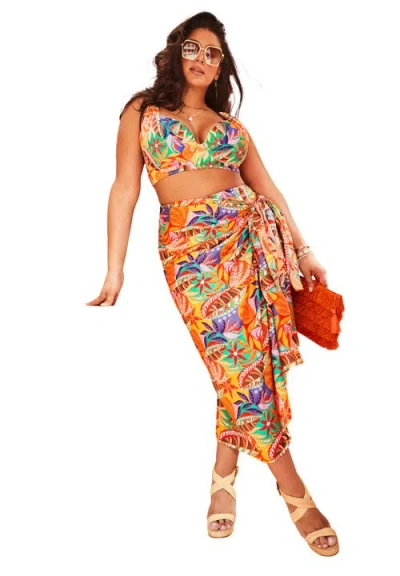 Swimsuits For All Lightweight Adjustable Sarong Wrap Skirt Cover Up In Multi