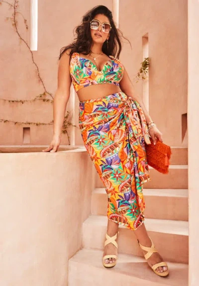 Swimsuits For All Lightweight Adjustable Sarong Wrap Skirt Cover Up In Multi