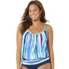 Swimsuits For All Lightweight Scoop Neck Blouson Tankini Top In Multi