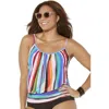 Swimsuits For All Lightweight Scoop Neck Blouson Tankini Top In Multi