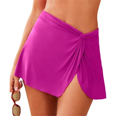 Swimsuits For All Lightweight Twist Front Swim Skirt In Purple
