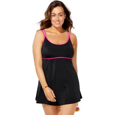 Swimsuits For All Lingerie Strap Swimdress In Black
