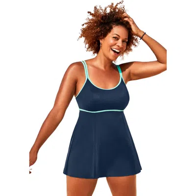 Swimsuits For All Lingerie Strap Swimdress In Blue