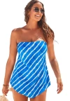 Swimsuits For All Longer Length Scarf Bandeau Tankini Top In Blue