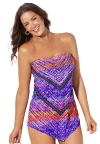 Swimsuits For All Longer Length Scarf Bandeau Tankini Top In Purple