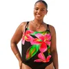 Swimsuits For All Loop Strap Blouson Tankini Top In Multi