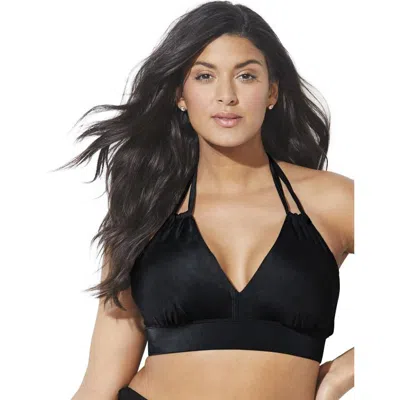 Swimsuits For All Loop Strap Halter Bikini Top In Black