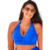 Swimsuits For All Loop Strap Halter Bikini Top In Blue