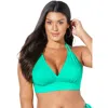Swimsuits For All Loop Strap Halter Bikini Top In Green