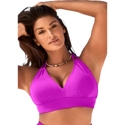 Swimsuits For All Loop Strap Halter Bikini Top In Multi
