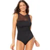 Swimsuits For All Mesh High Neck One Piece Swimsuit In Black