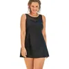 Swimsuits For All Mesh High Neck Swimdress In Black