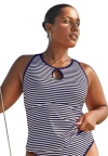 Swimsuits For All Metallic Lurex High Neck Tankini Top In Gray