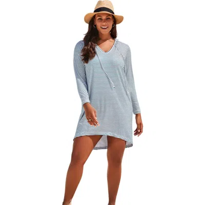 Swimsuits For All Pack & Go Wrinkle-resistant Cover Up Hoodie Dress In Blue
