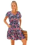 Swimsuits For All Pack & Go Wrinkle-resistant V-neck Short Sleeve Cover Up Dress In Multi