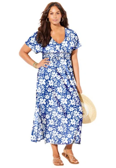 Swimsuits For All Pack & Go Wrinkle-resistant Maxi Cover Up Dress In Blue