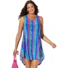 Swimsuits For All Quincy Mesh High Low Cover Up Tunic In Blue