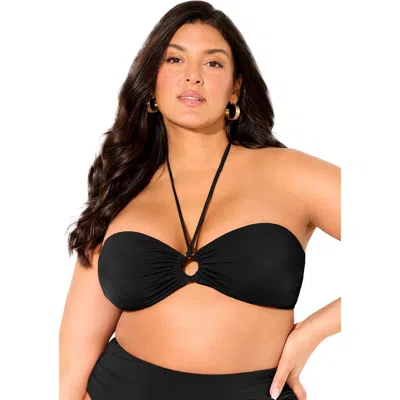 Swimsuits For All Ruched Ring Bandeau Bikini Top In Black