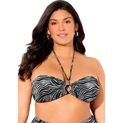 Swimsuits For All Ruched Ring Bandeau Bikini Top In Black