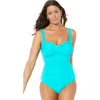 Swimsuits For All Ruched Twist Front One Piece Swimsuit In Blue