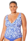 Swimsuits For All Ruffle V-neck Tankini Top In Blue