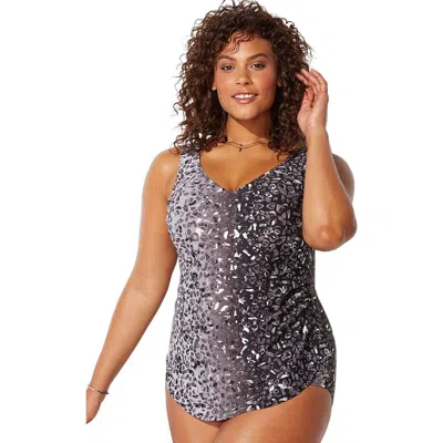 Swimsuits For All Sarong Front One Piece Swimsuit